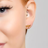 Miniature Dragonfly Stud Earrings in Silver with 24ct Gold