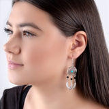 Dreamcatcher Drop Earrings in Silver, Turquoise and Onyx