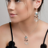 Dreamcatcher Necklace in Silver, Turquoise and Onyx