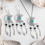Dreamcatcher Necklace in Silver, Turquoise and Onyx