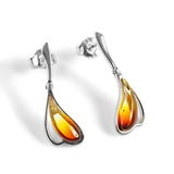 Burning Effect Earrings in Silver and Sunset Amber