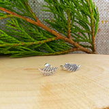 Royal Fern Leaf Stud Earrings in Silver