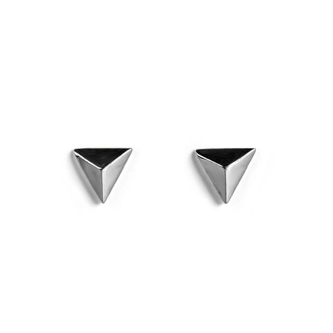 Geometric Triangle Stud Earrings in Silver