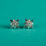 Star Burst Stud Earrings in Silver