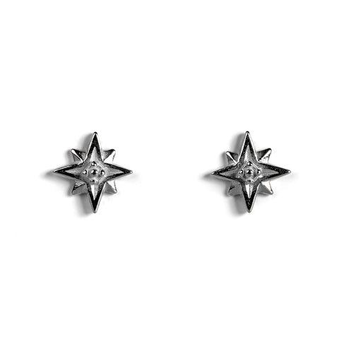 Star Burst Stud Earrings in Silver with 24ct Gold