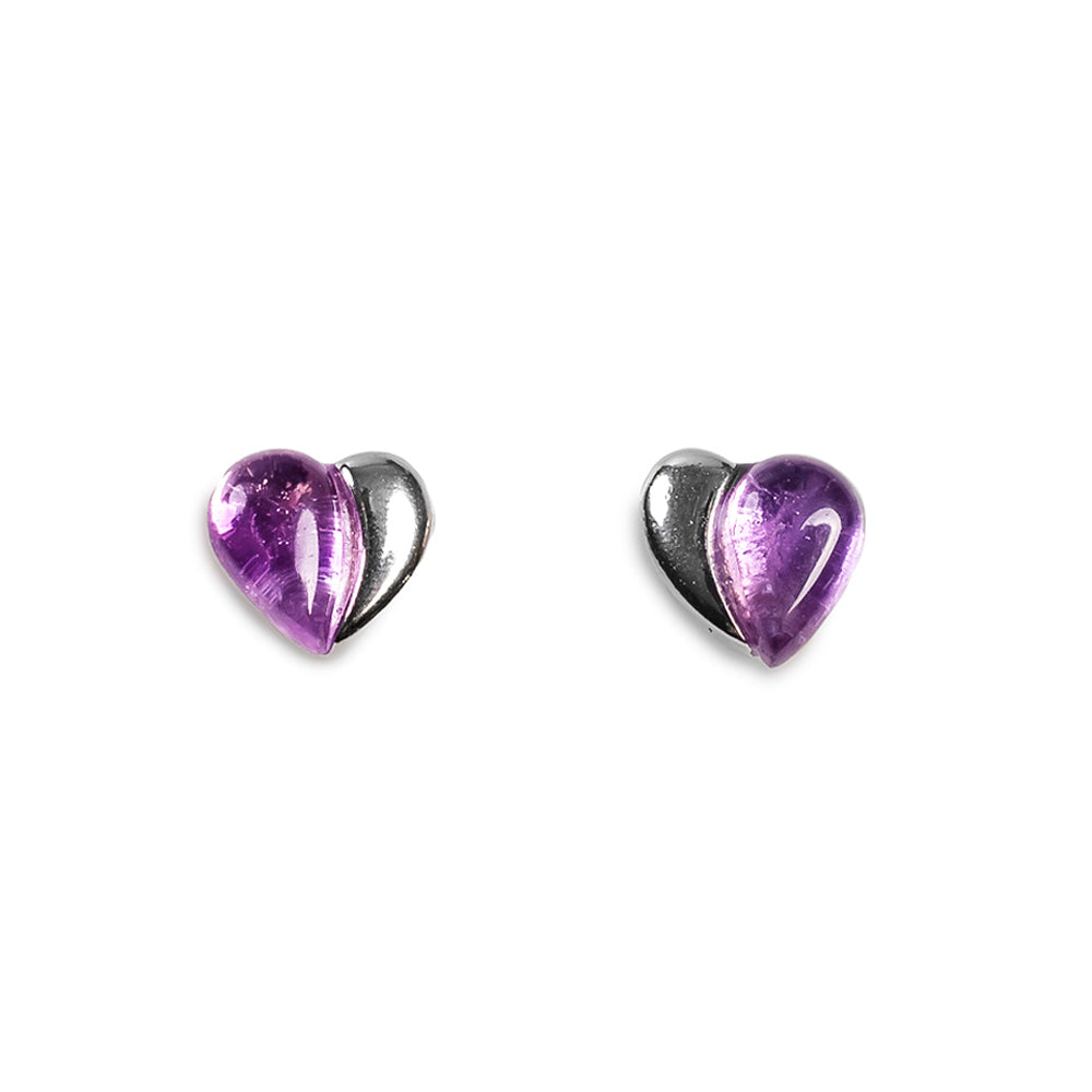 Miniature Heart Earrings Amethyst