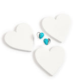 Miniature Heart Stud Earrings in Silver and Turquoise