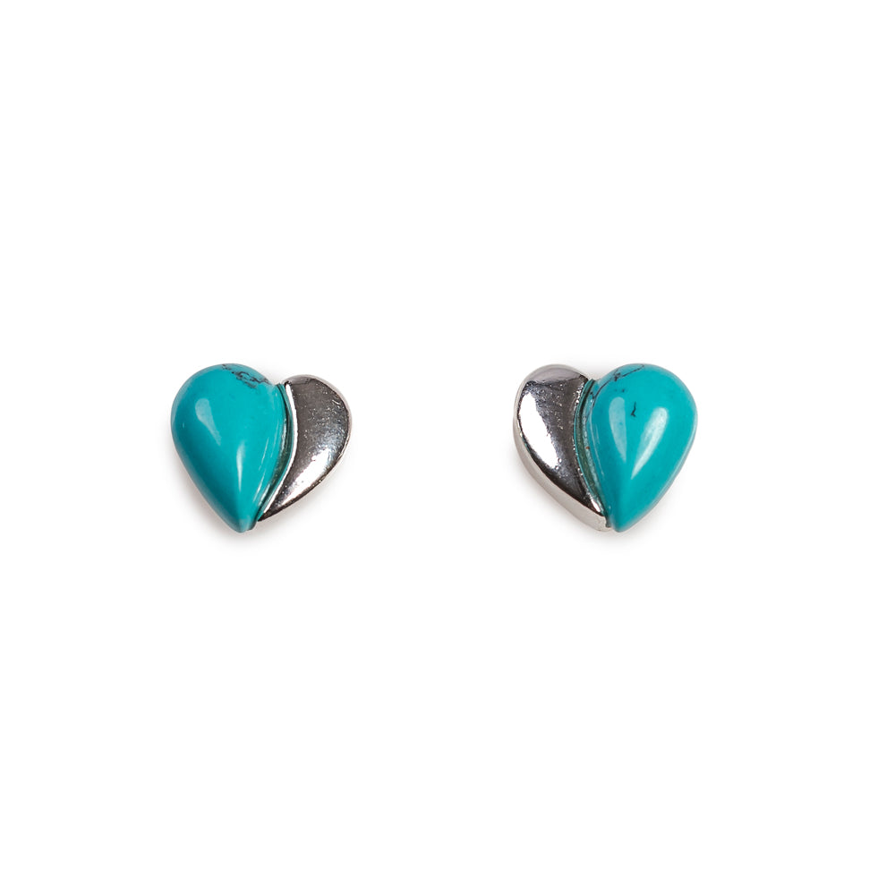 Miniature Heart Stud Earrings Silver