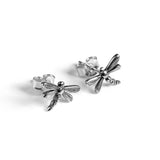 Miniature Dragonfly Stud Earrings in Silver