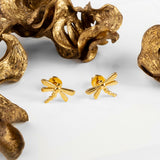 Miniature Dragonfly Stud Earrings in Silver with 24ct Gold