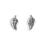 Miniature Leaf Stud Earrings in Silver