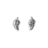 Miniature Leaf Stud Earrings in Silver with 24ct Gold