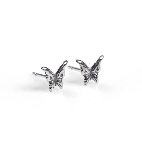 Miniature Butterfly Stud Earrings in Silver
