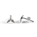 Mermaid Tail Stud Earrings in Silver