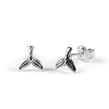 Mermaid Tail Stud Earrings in Silver