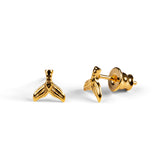 Mermaid Tail Stud Earrings in Silver with 24ct Gold