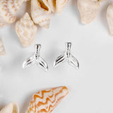 Mermaid Tail Stud Earrings in Silver