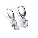 Cute Cat Drop Earrings in Silver and Blue Lace Agate