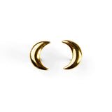 Crescent Moon Stud Earrings in Silver with 24ct Gold