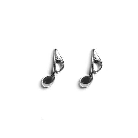 Music Note Stud Earrings in Silver