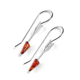 Arrow Drop Earrings in Silver and Cognac Amber