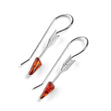 Arrow Drop Earrings in Silver and Green Amber
