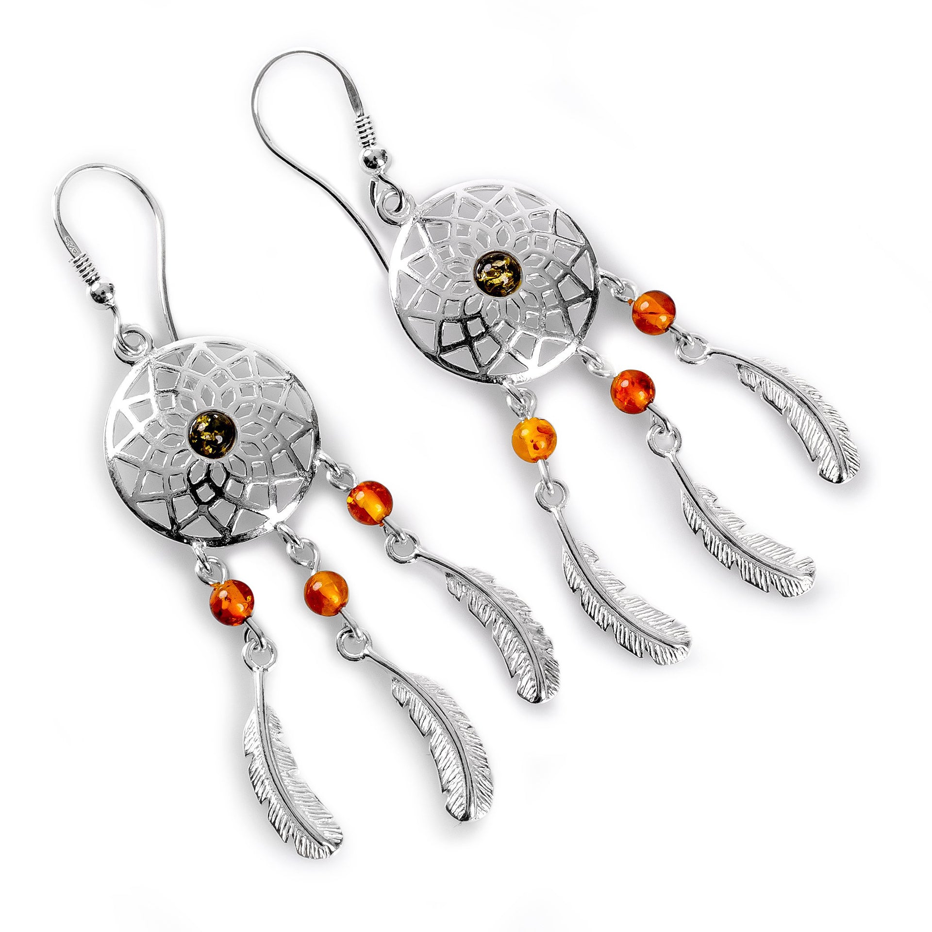 Dreamcatcher Drop Earrings Amber