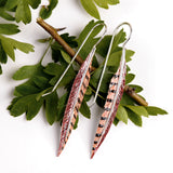 Handpainted Pheasant Bird Feather Hook Earrings