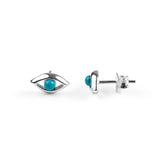 Evil Eye Stud Earrings in Silver and Turquoise