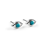 Evil Eye Stud Earrings in Silver and Turquoise