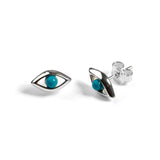 Evil Eye Stud Earrings in Silver and Turquoise