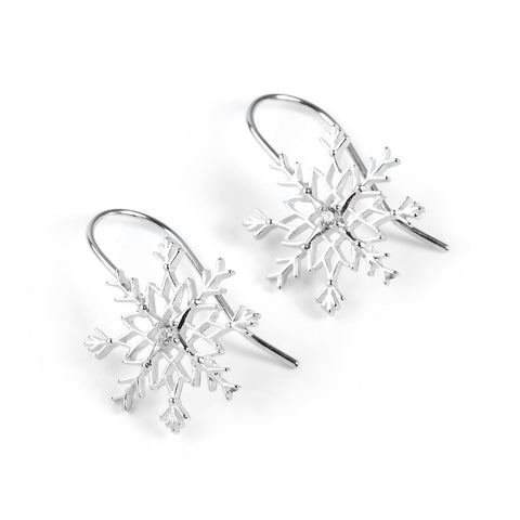 Snowflake Hook Earrings in Silver