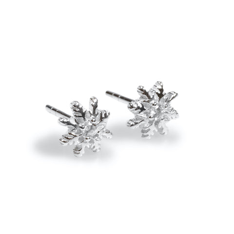 Snowflake Stud Earrings in Silver with Cubic Zirconia