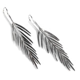 Large Areca Palm Leaf Drop Earrings in Silver with 24ct Gold