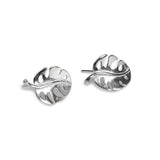 Split Leaf Palm Stud Earrings in Silver