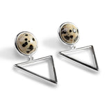 Triangle Drop Earrings in Dalmatian Jasper and Silver