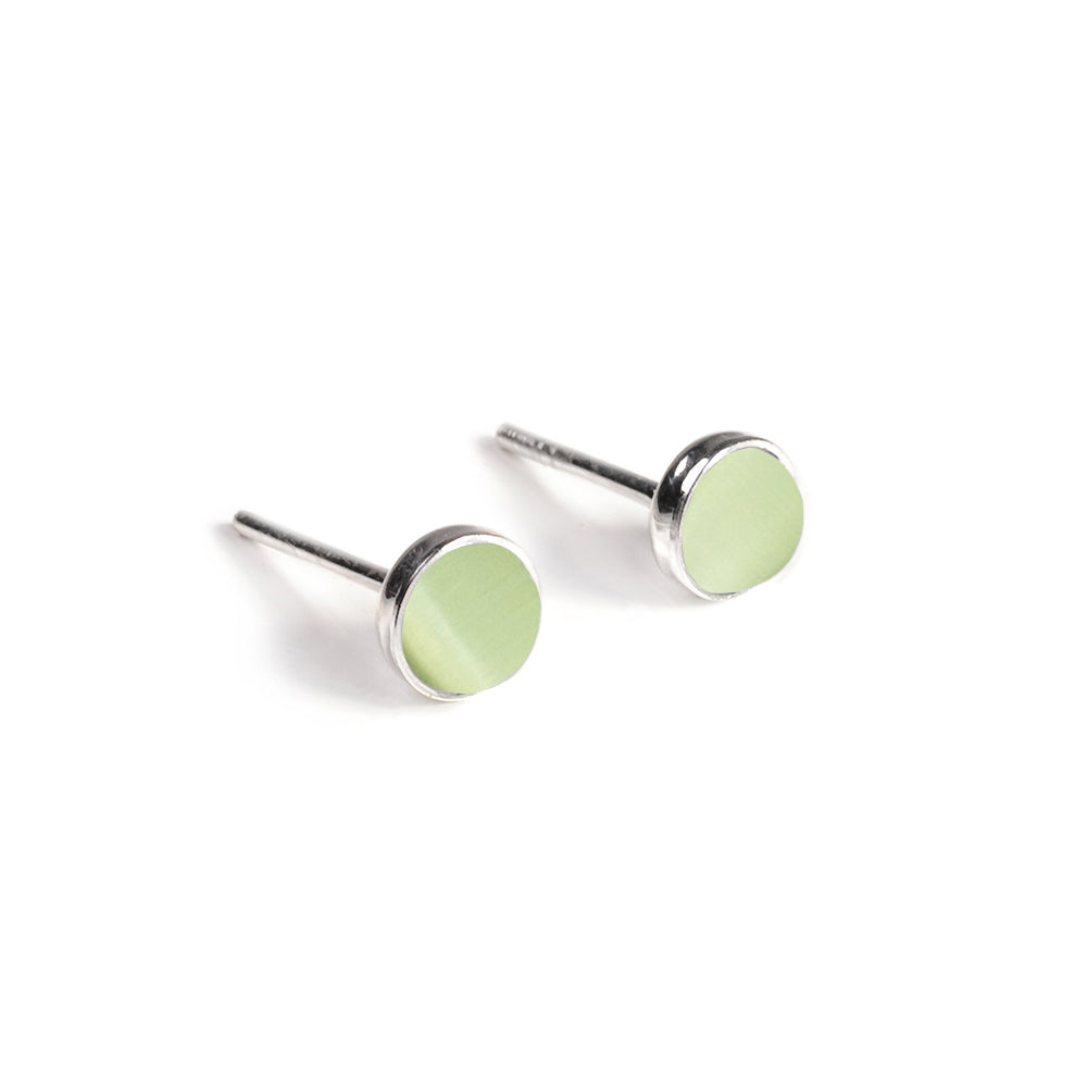 Small Round Stud Earrings Silver Pastel
