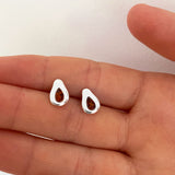 Avocado Stud Earrings in Silver and Cognac Amber
