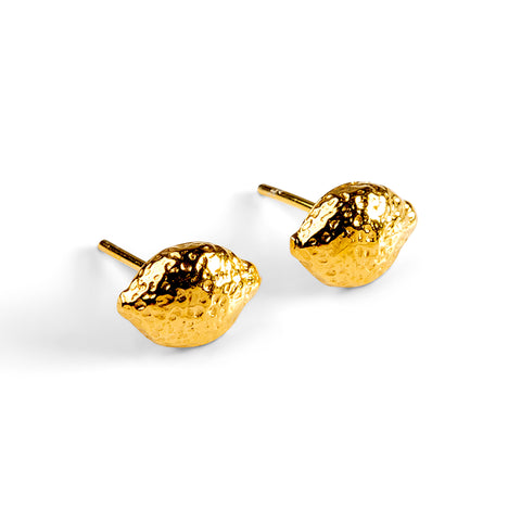 Lemon Stud Earrings in Silver with 24ct Gold