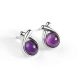 Sealed With A Kiss Stud Earrings in Silver and Amethyst