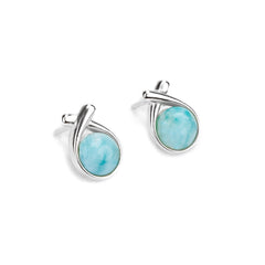 Sealed With A Kiss Stud Earrings in Silver and Larimar
