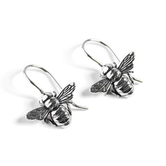 Cute Honey Bee Drop Earrings in Silver
