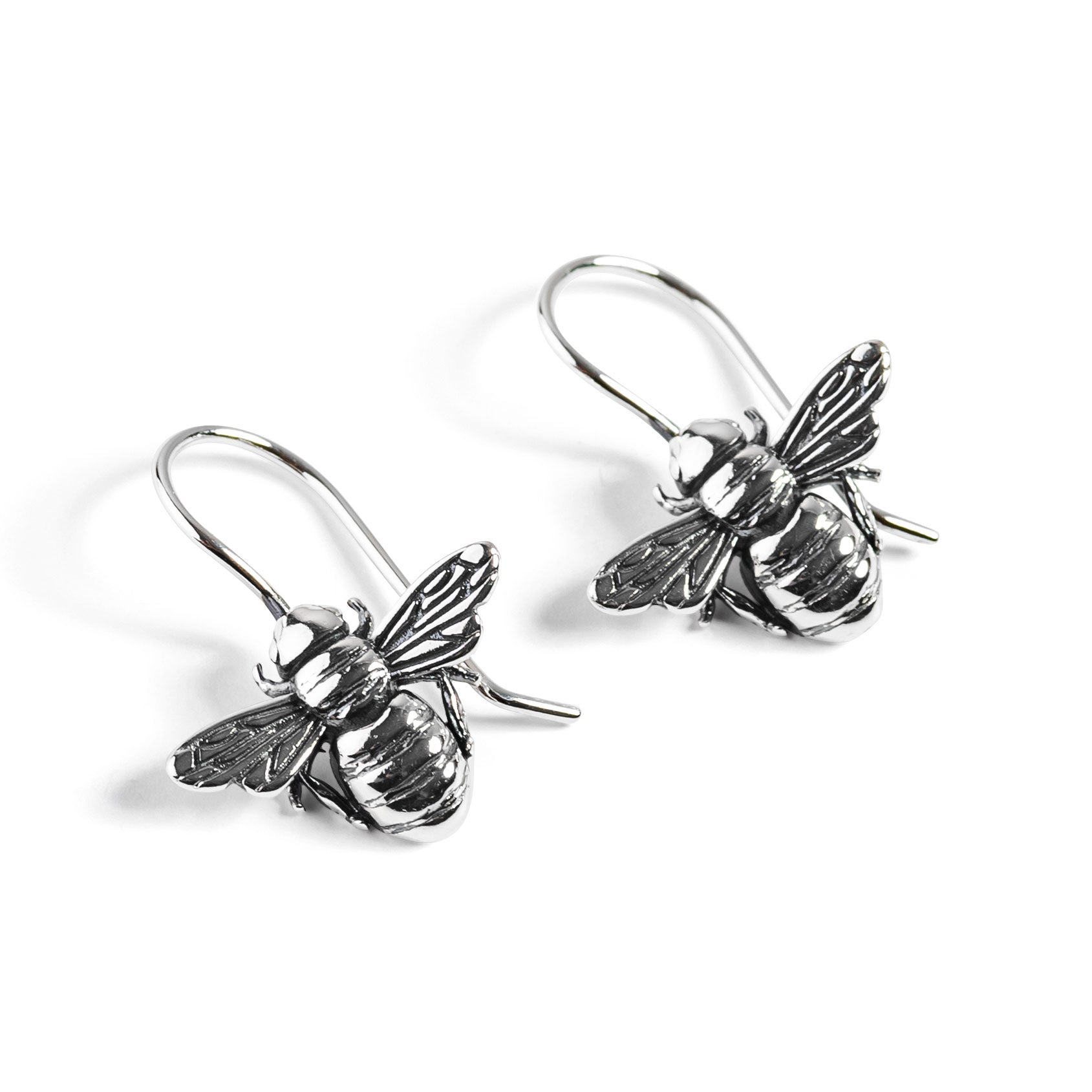 Cute Honey Bee Hook Earrings in Silver with 24ct Gold