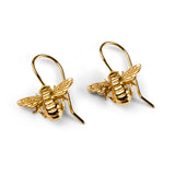 Cute Honey Bee Hook Earrings in Silver with 24ct Gold