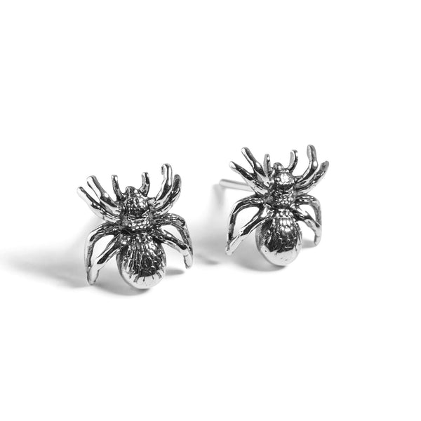 Tarantula Spider Stud Earrings in Silver