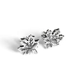 Maple Leaf Stud Earrings in Silver