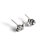 Sweet Snail Stud Earrings in Silver with 24ct Gold