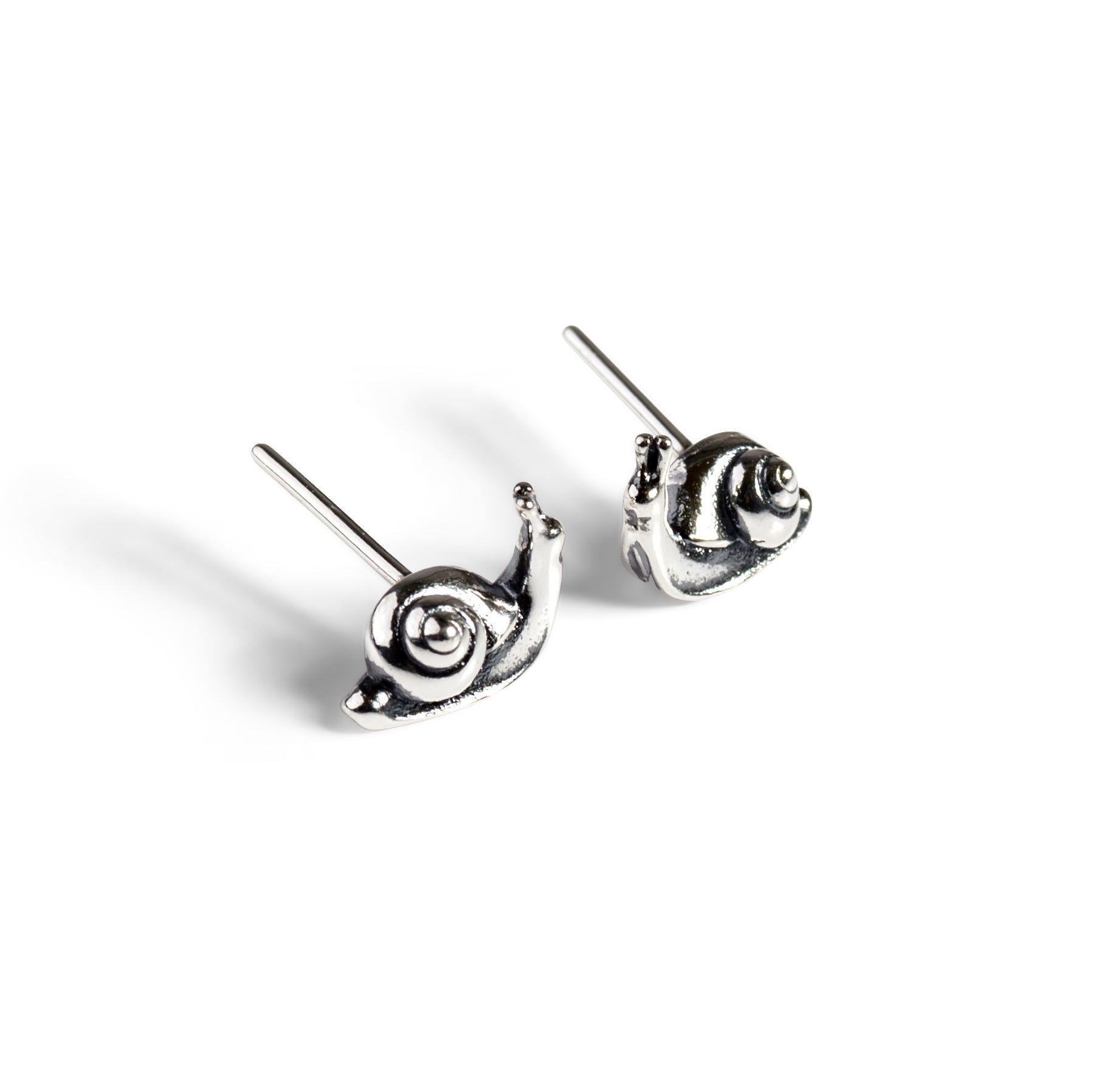 Sweet Snail Stud Earrings in Silver with 24ct Gold