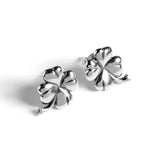 Lucky Four Leaf Clover Stud Earrings in Silver