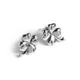 Lucky Four Leaf Clover Stud Earrings in Silver with 24ct Gold
